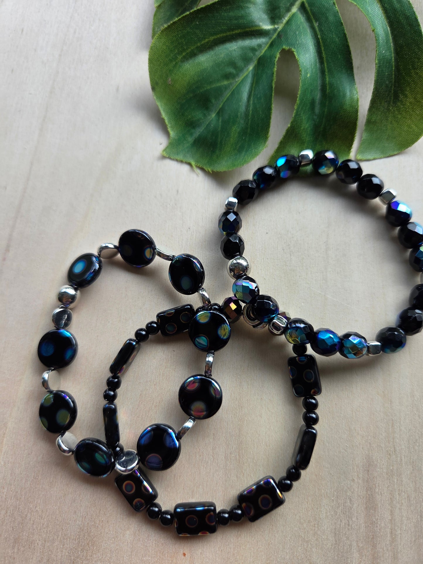 Armbänder Schwarz Deko Glitzer 3er-Set