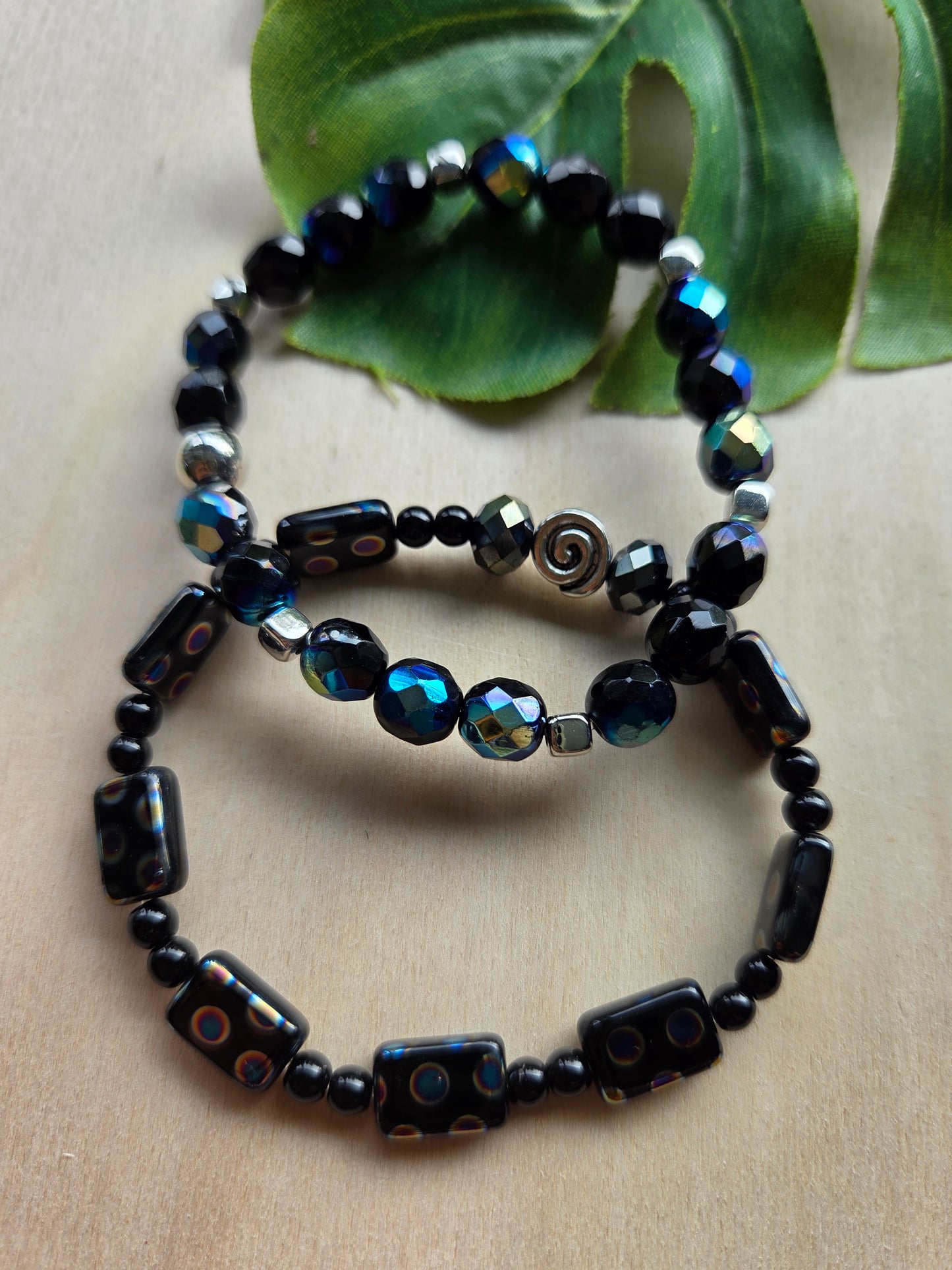 Armbänder Schwarz Deko Glitzer 3er-Set