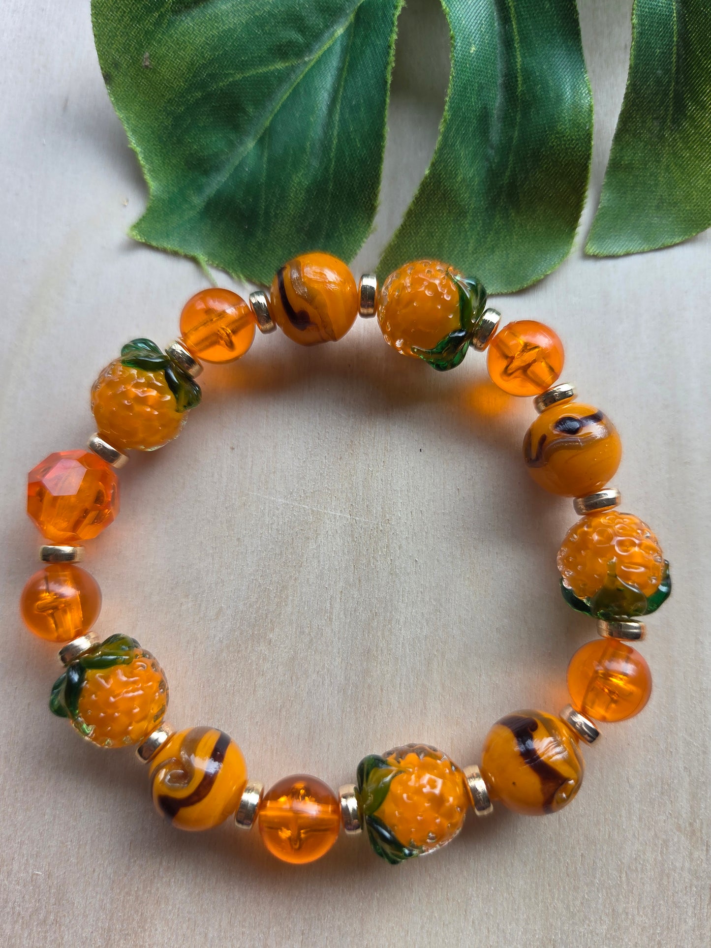 Armbänder Orange mit Orangen Perlen 3er-Set