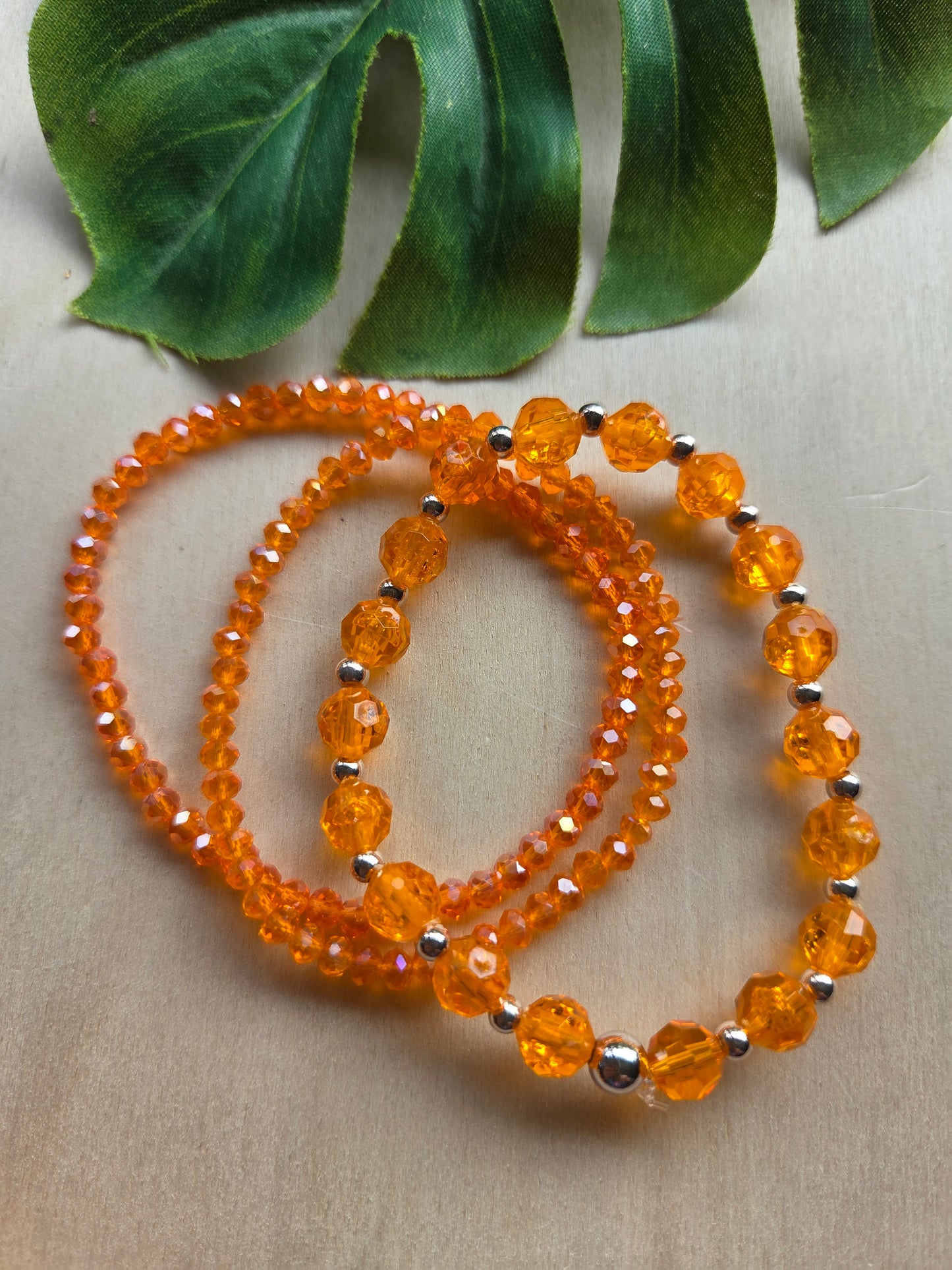 Armbänder Orange mit Orangen Perlen 3er-Set