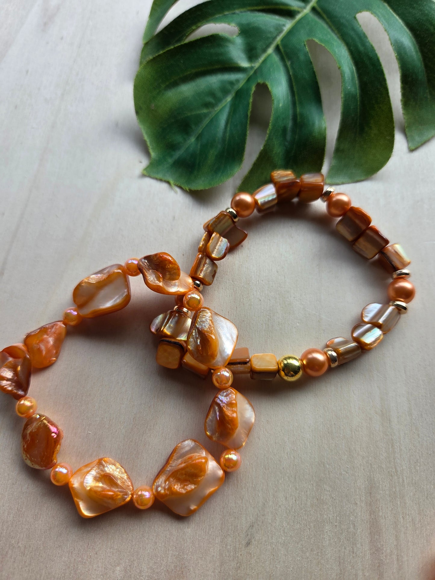 Armbänder mit Perlmutt Orange 3er-Set