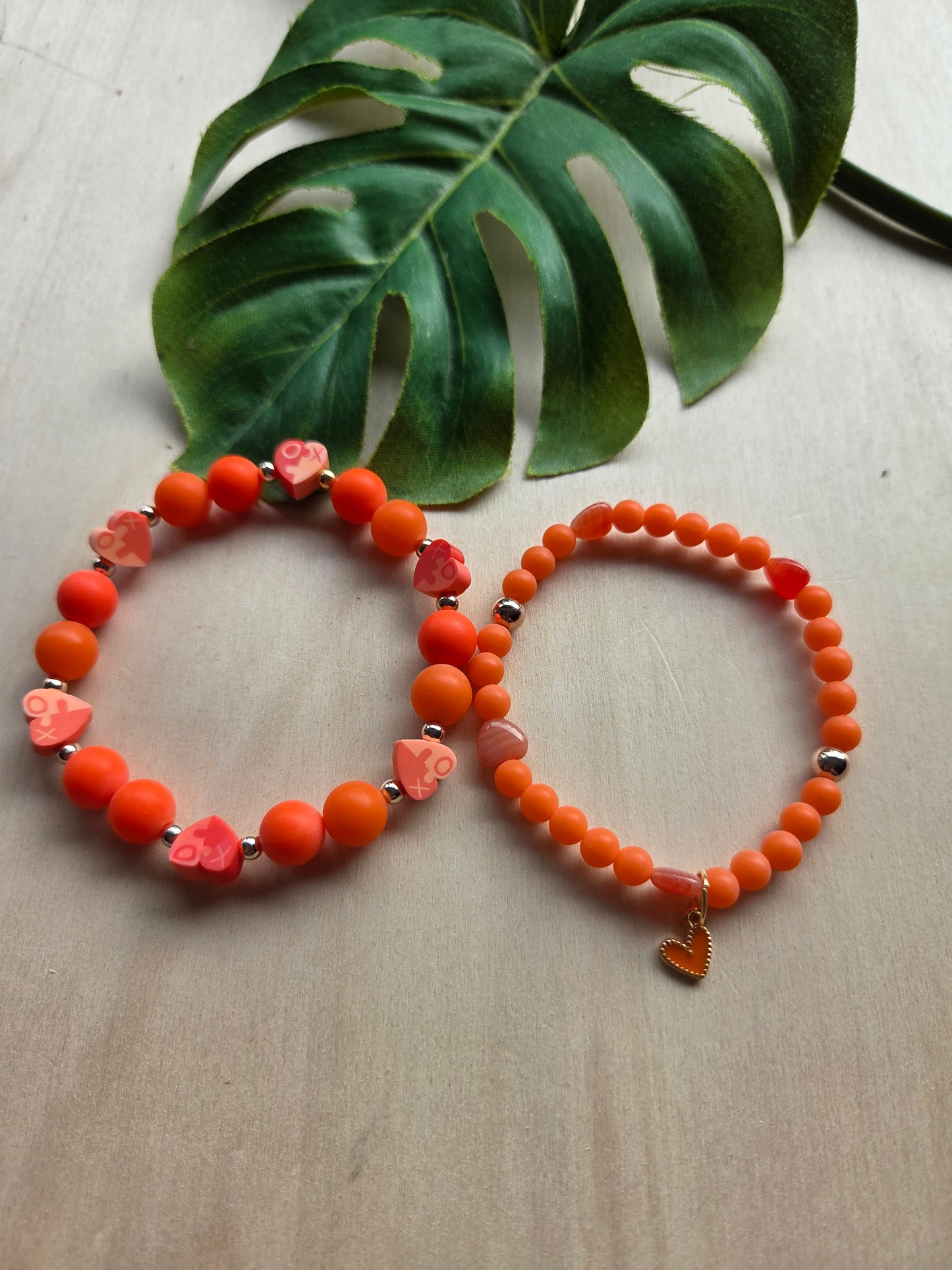 Armbänder mit Herzen Orange 3er-Set