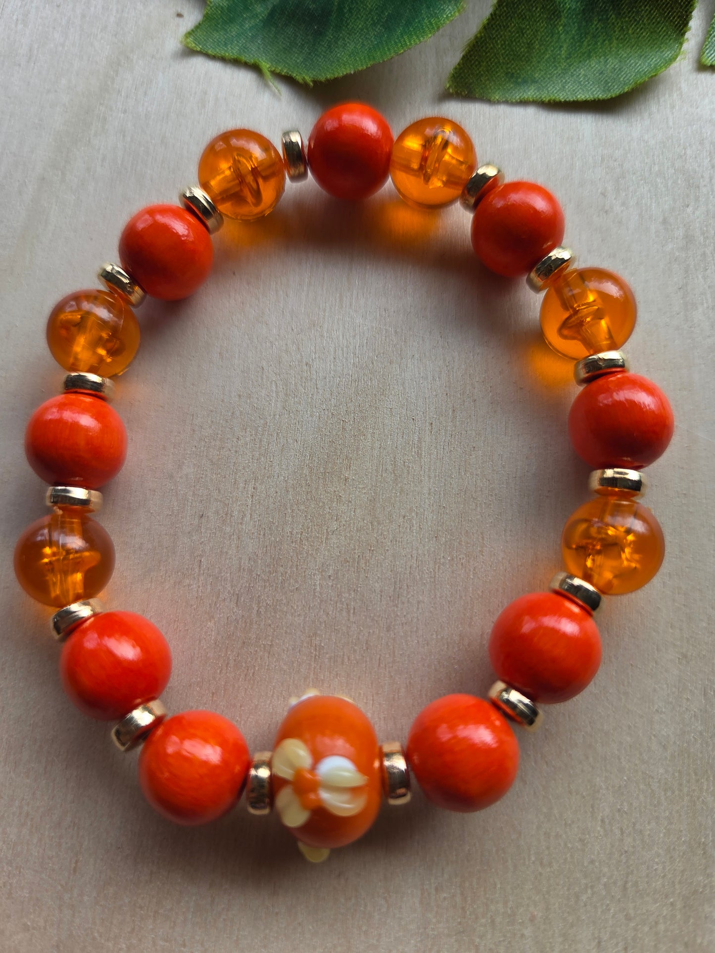 Armbänder mit Blüte Orange 3er-Set