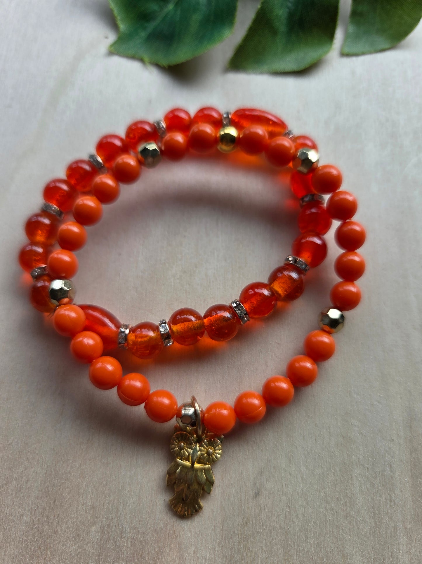 Armbänder mit Blüte Orange 3er-Set