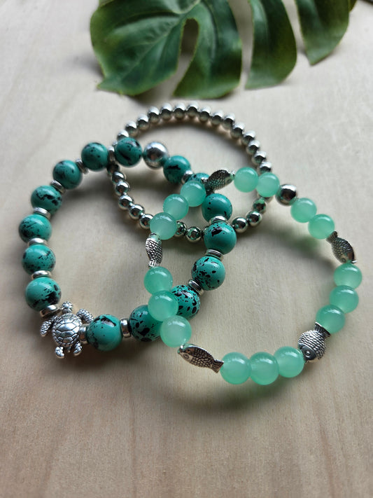 Armbänder Schildkröte Türkis 3er-Set