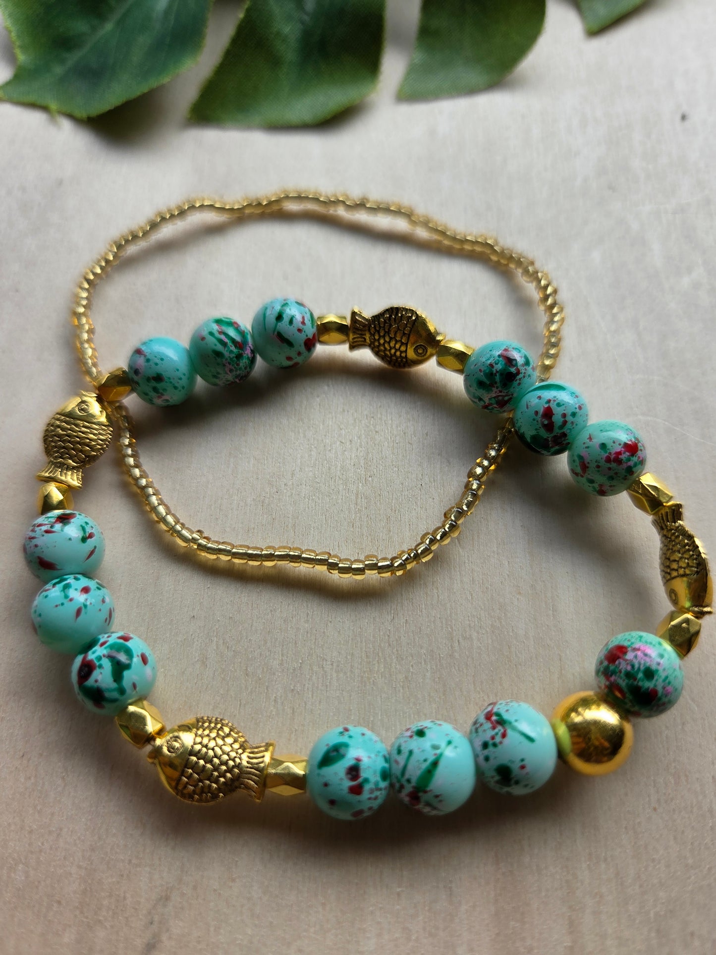 Armbänder Fische/Schildkröte Türkis 3er-Set