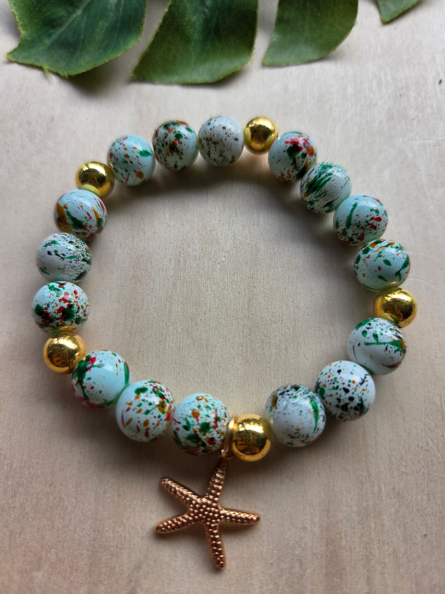 Armbänder mit Seestern/Fische Blau/Türkis 3er-Set