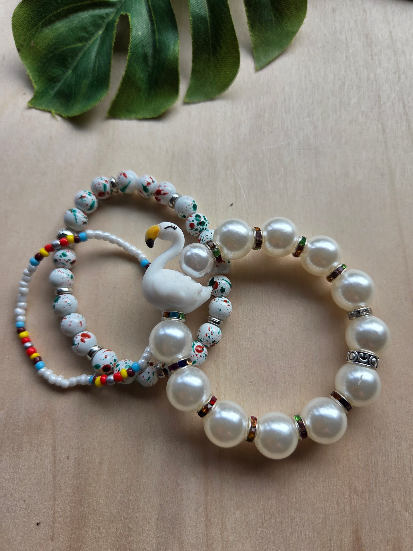 Armbänder mit Flamingo weiß 3er-Set