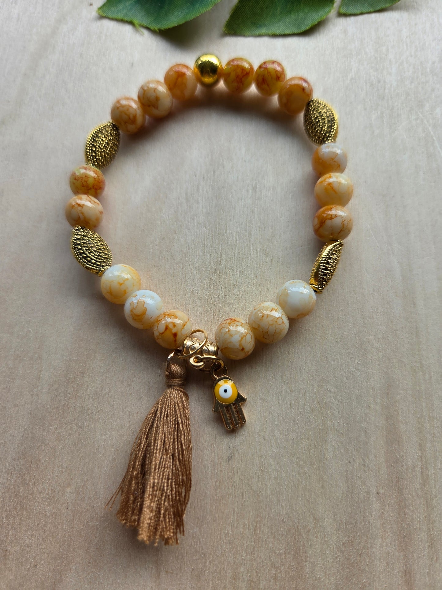 Armbänder Natur Farbe  mit Quaste sehendes Auge 3er-Set