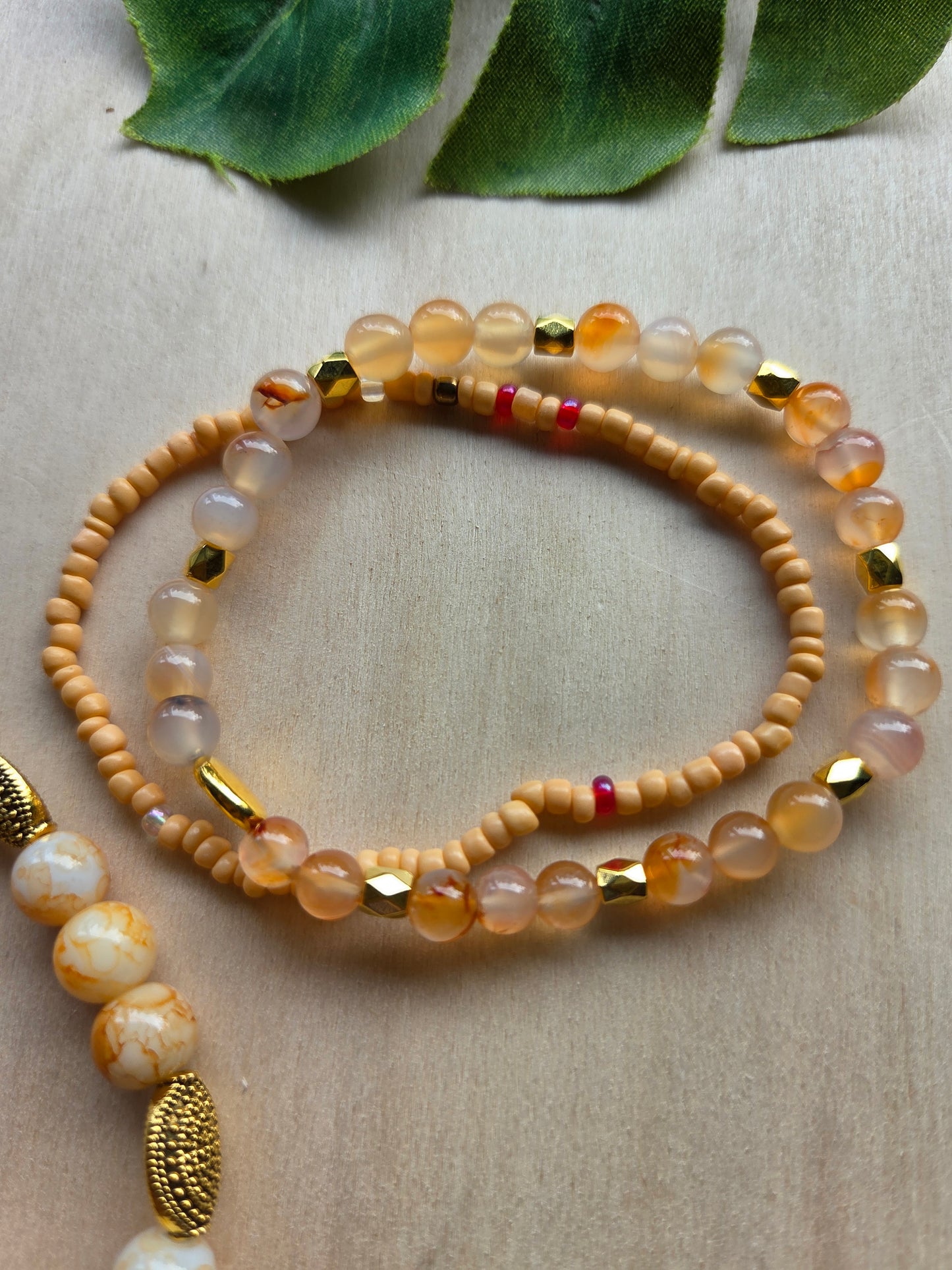 Armbänder Natur Farbe  mit Quaste sehendes Auge 3er-Set