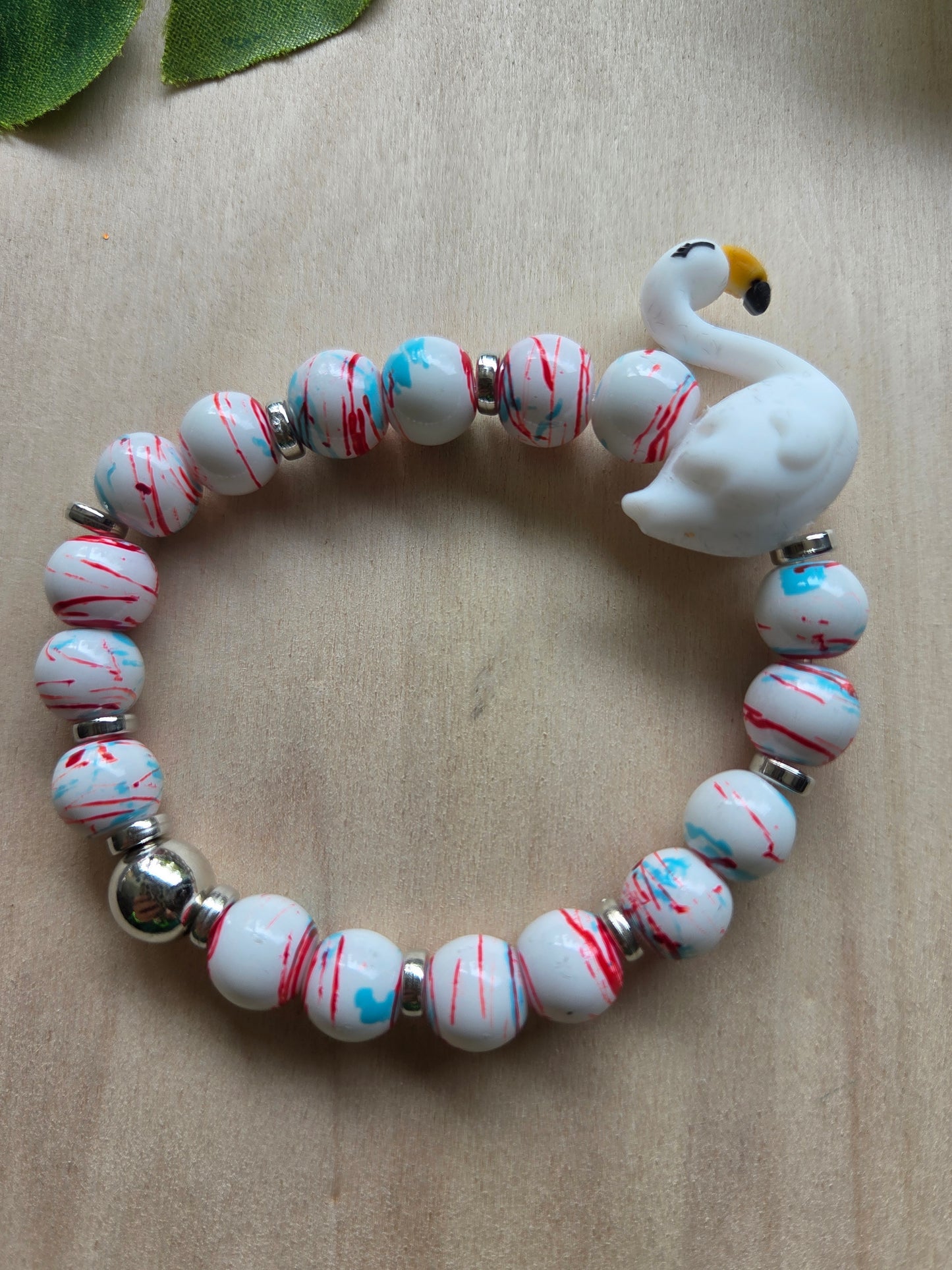 Armbänder mit Flamingo weiß/blau 3er-Set