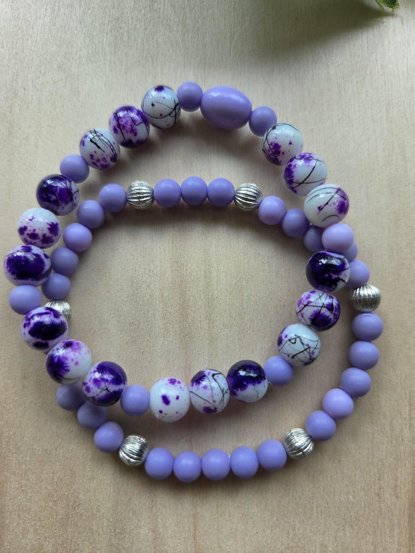Armbänder mit Leo Perle Lila 3er- Set
