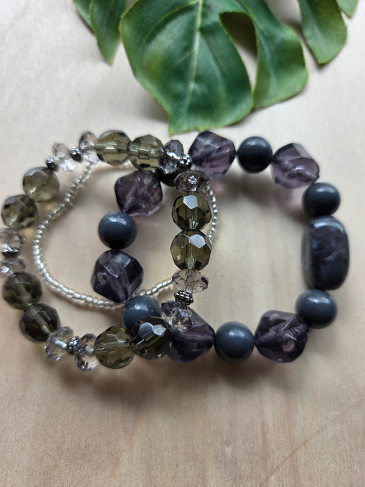 Armbänder Big Perlen grau  Glas