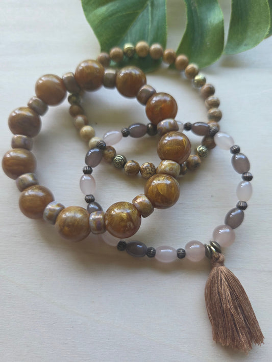 Armbänder braun 3er- Set mit Quaste