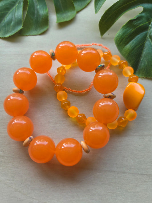 Armbänder Orange Big Perlen /Blumen Perlen 3er-Set