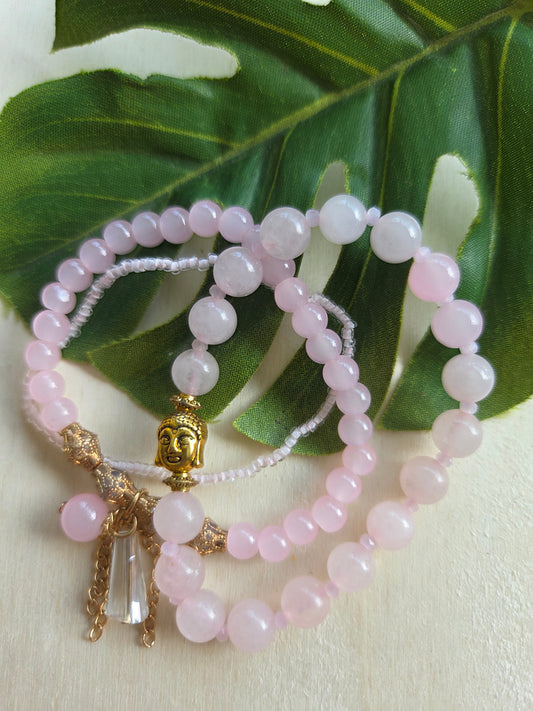 Armbänder Rosa  mit Buddha  3er-Set
