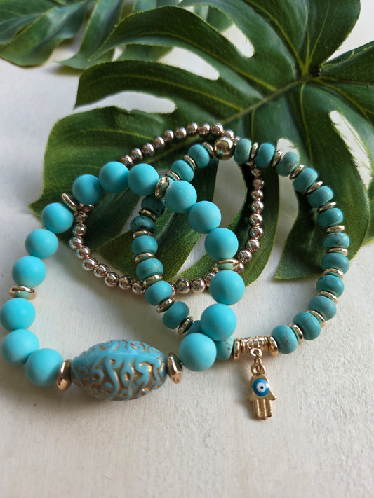 Armbänder Blau mit AH sehendem Auge 3er- Set