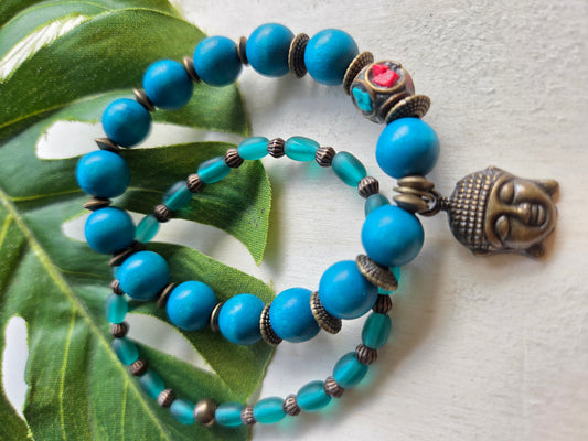 Armbänder mit AH Buddha Blau 2er- Set