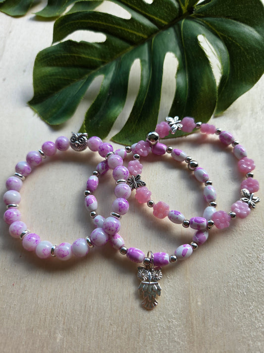 Armbänder Flieder  Schmetterling/UHU 3er-Set