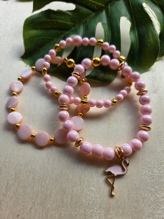 Armbänder mit AH Flamingo Rosa 3er- Set
