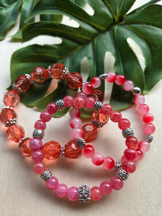 Armbänder Rose   3er- Set Stein/Glas