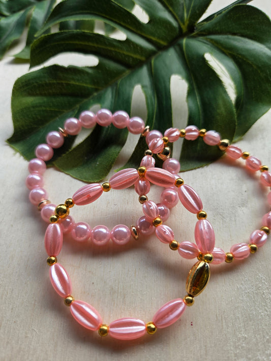 Armbänder Rosa Wachsperlen 3er- Set