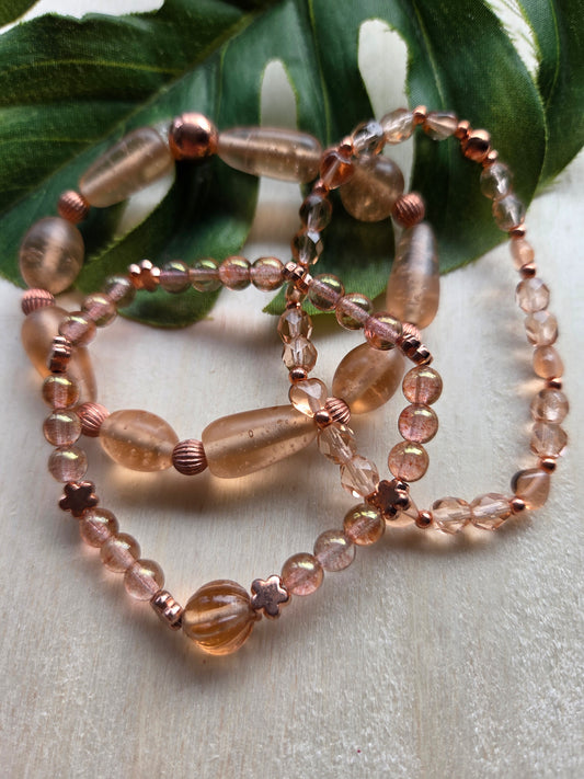Armbänder Glas Lachsfarbig 3er- Set