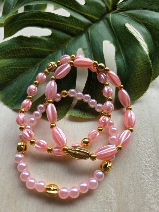 Armbänder Rosa Wachsperlen 3er- Set