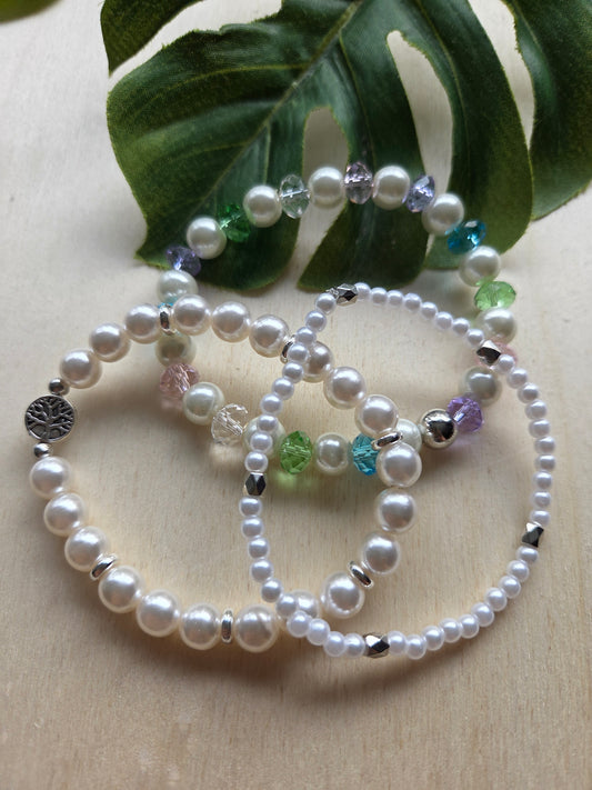 Armbänder weiß/bunt 3er- Set