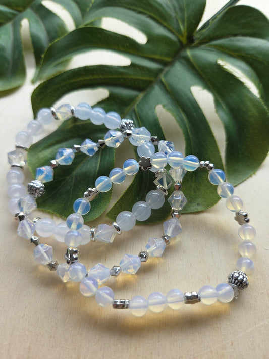 Armbänder weiß Opal Glas 3er- Set
