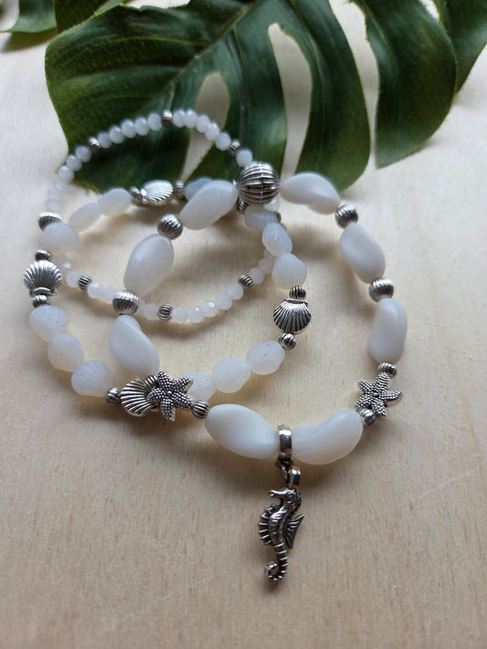 Armbänder weiß mit AH Seepferd  3er- Set