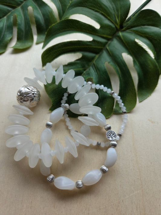 Armbänder Big Perlen weiß