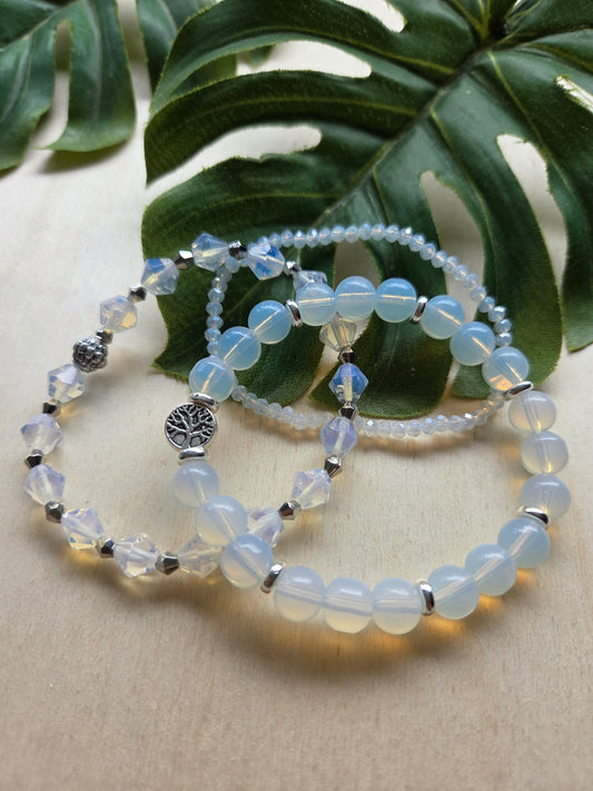 Armbänder Opal Glas 3er- Set weiß