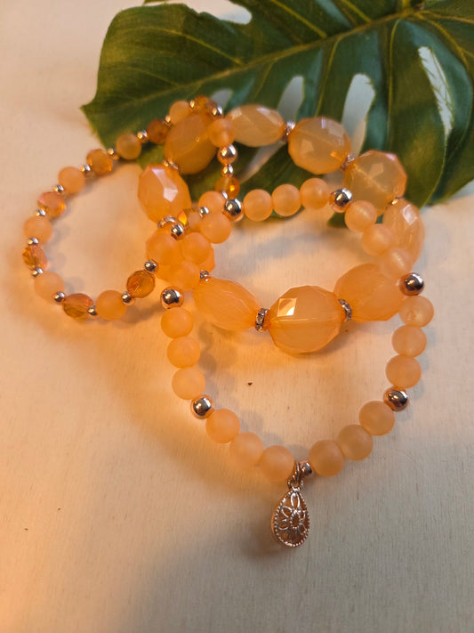 Armbänder Orange  Big Perlen  3er- Set