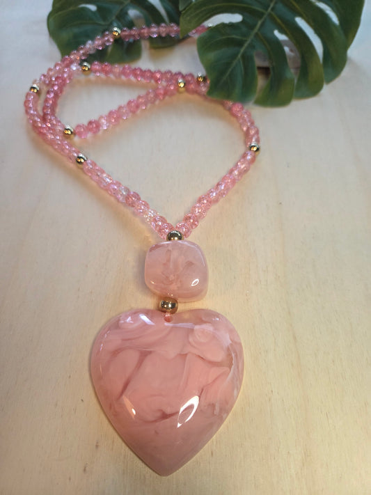 Halskette mit Herz  Big AH  Rosa