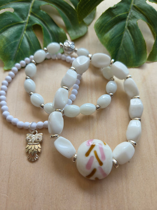 Armbänder mit UHU weiß 3er- Set