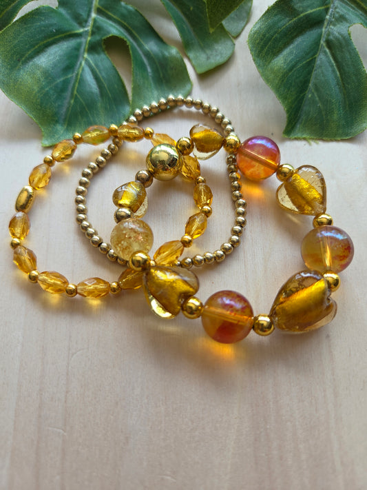 Armbänder Glas Braun/Gold 3er- Set