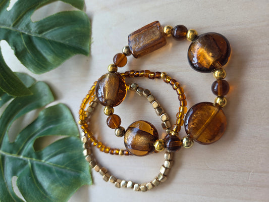 Armbänder  Glas Braun  3 er Set
