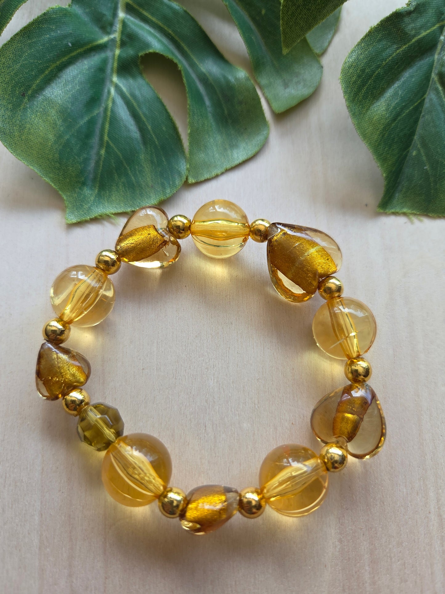 Armbänder Set Goldbraun Glas  4er Set