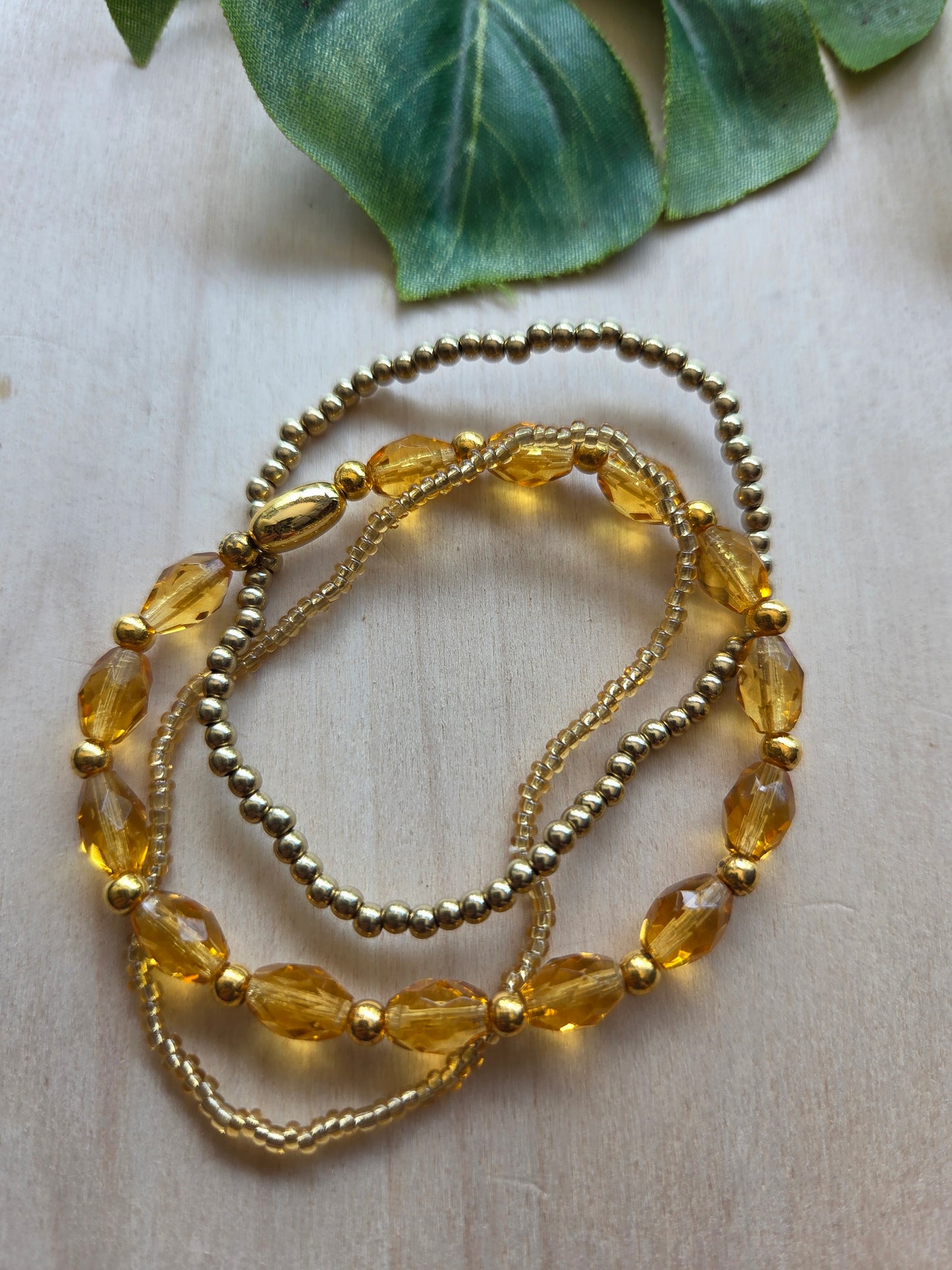 Armbänder Set Goldbraun Glas  4er Set