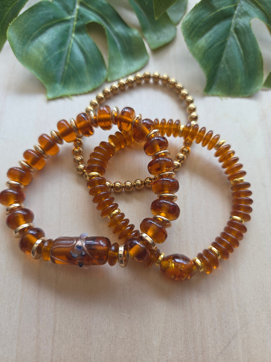 Armbänder Glas braun 3 er Set