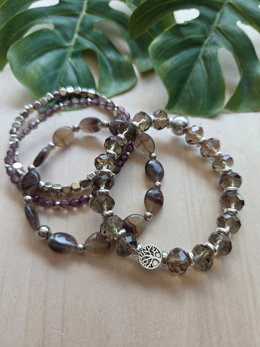 Armbänder  braun 4 er Set Glas