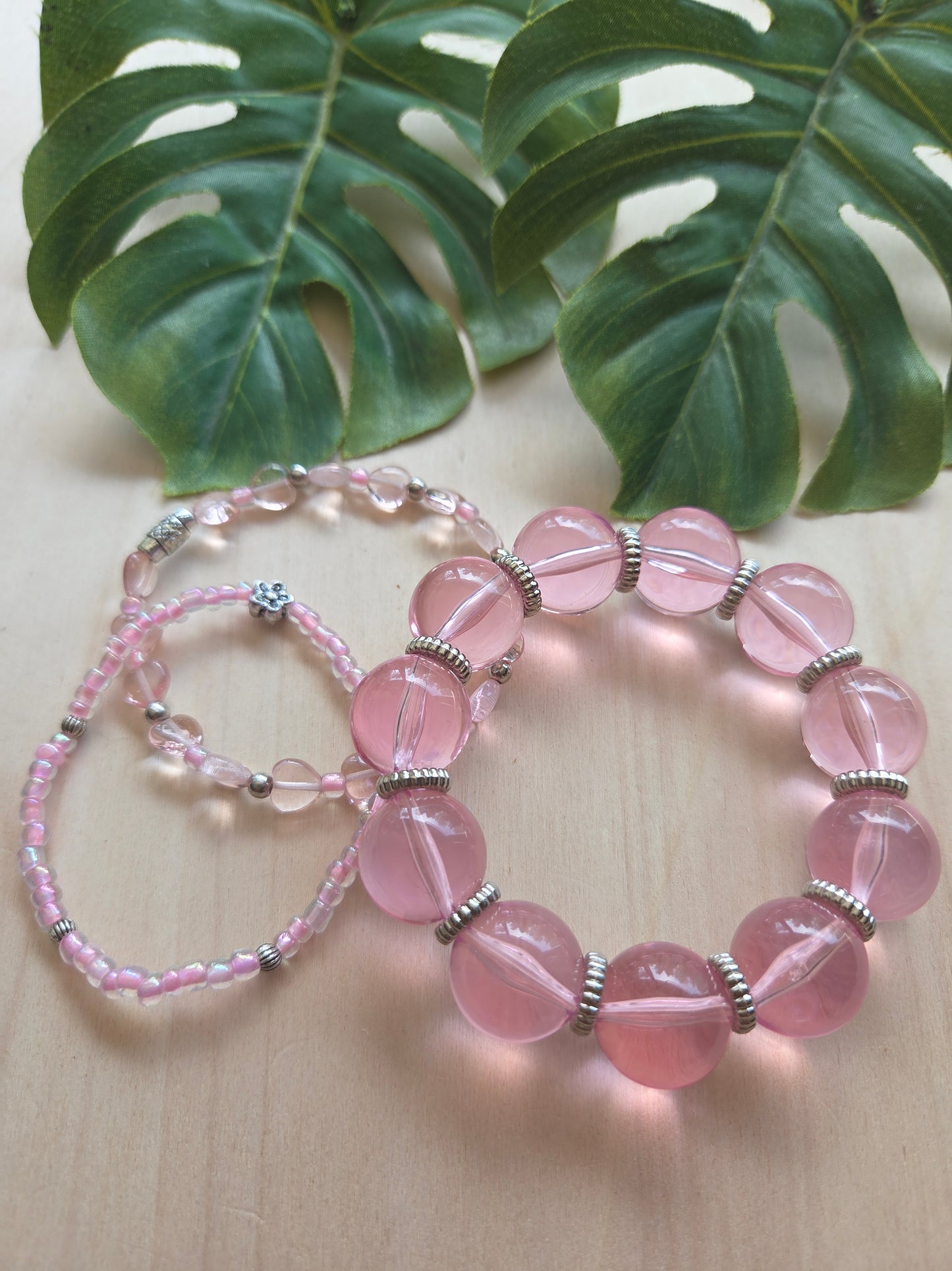Armbänder Rosa Big Perlen  3 er Set
