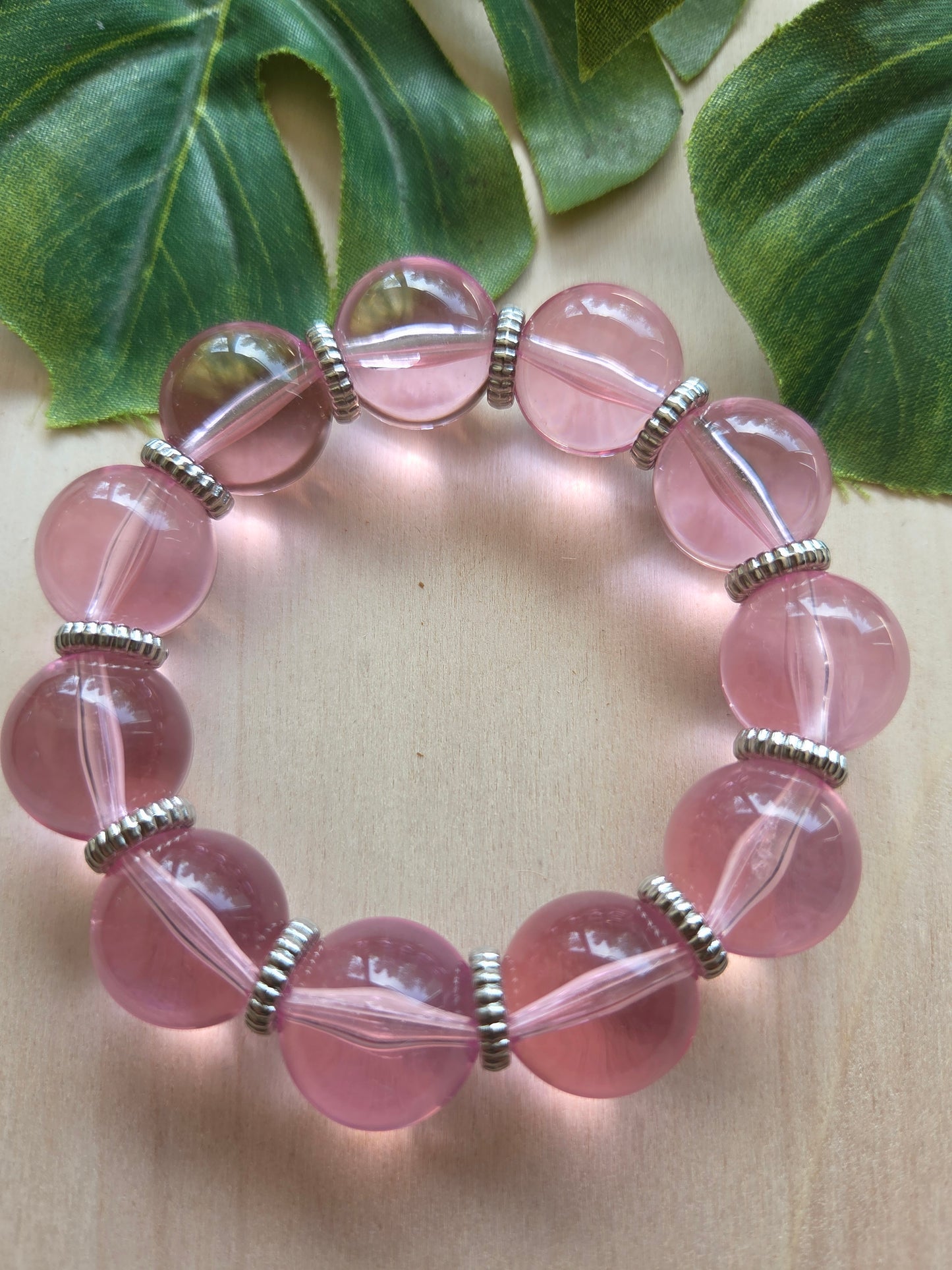 Armbänder Rosa Big Perlen  3 er Set