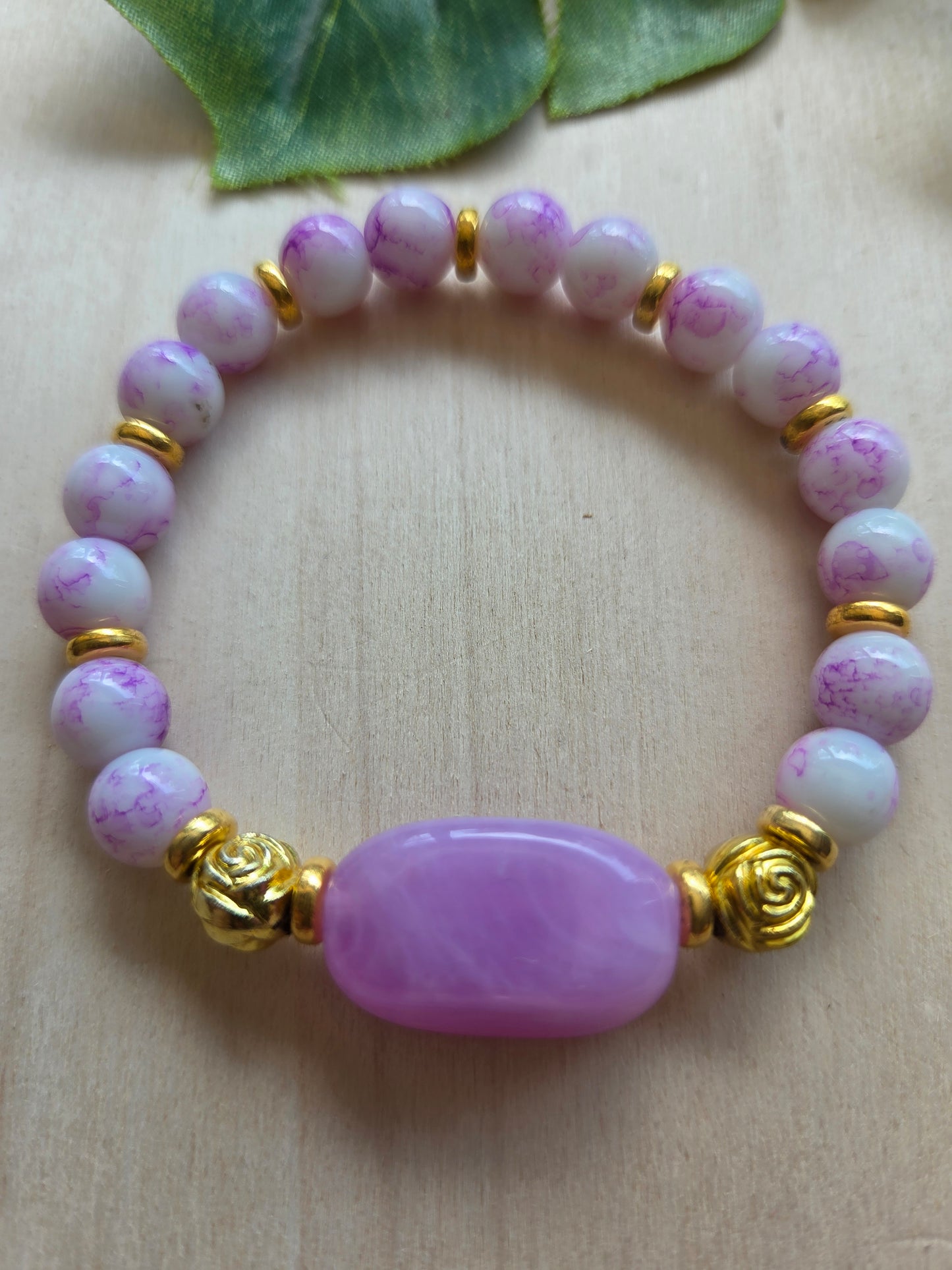 Armbänder Stein Rosa mit Anhänger 3 er Set