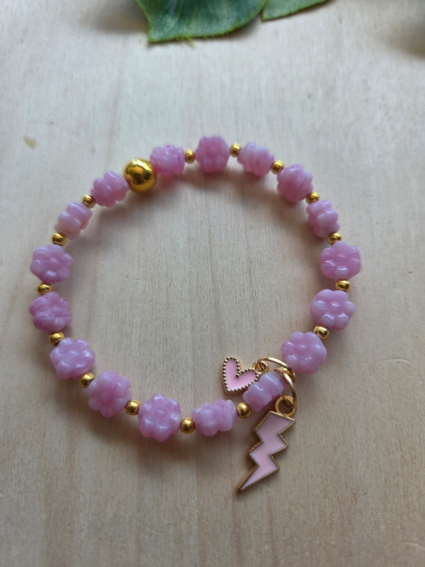 Armbänder Stein Rosa mit Anhänger 3 er Set