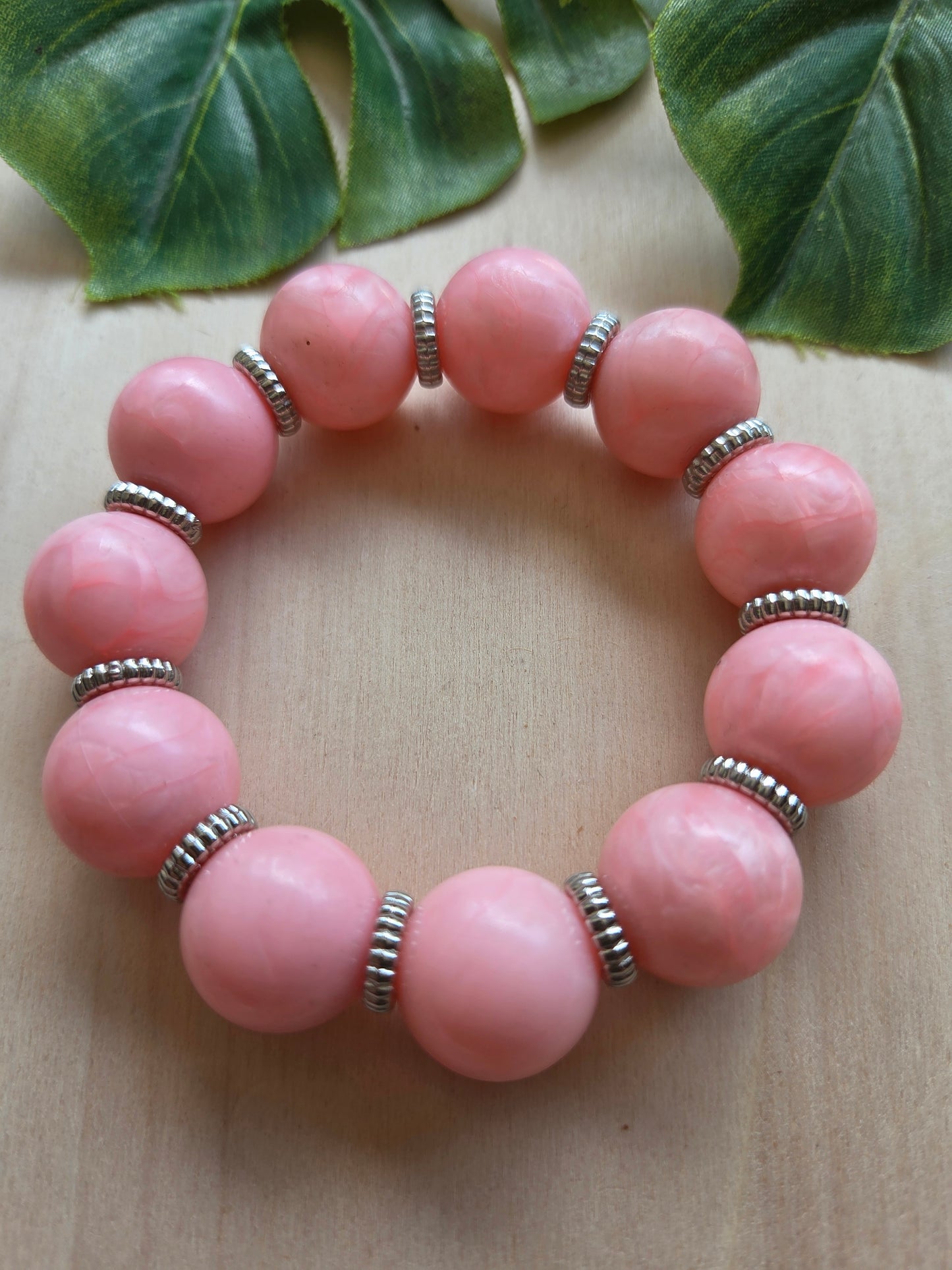 Armbänder Rosa Big Perlen 3er Set