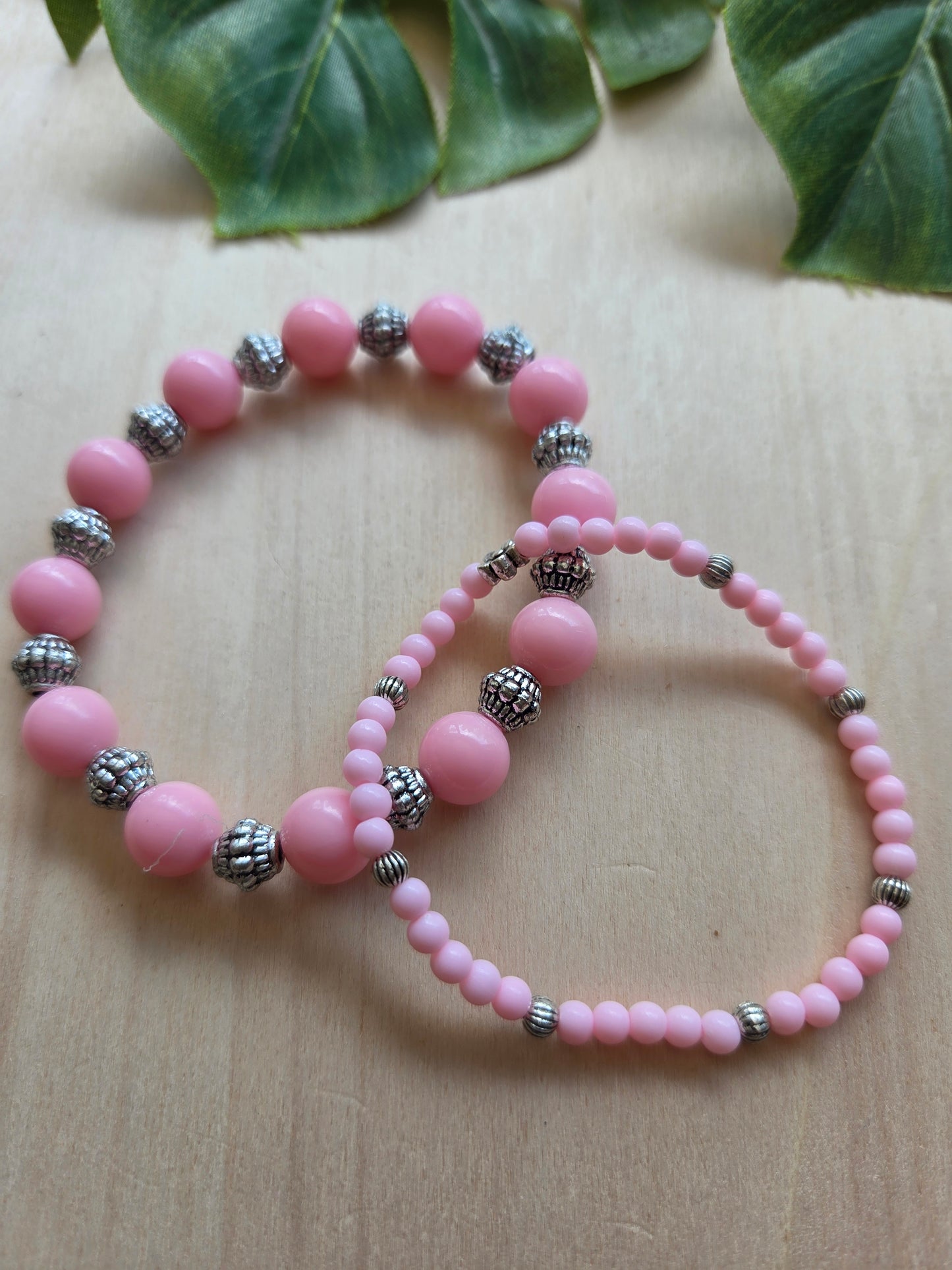 Armbänder Rosa Big Perlen 3er Set
