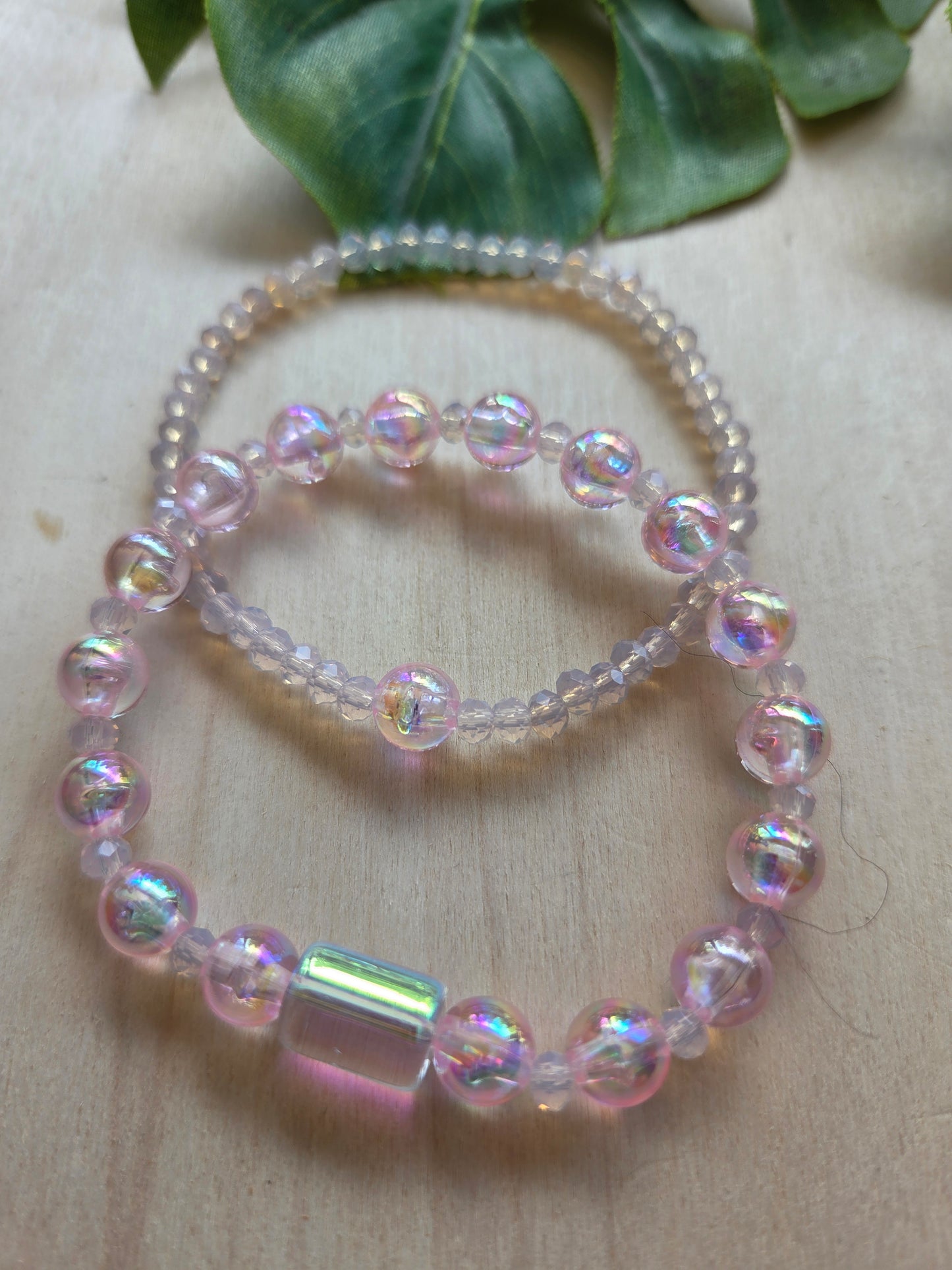 Armbänder Rosa 3 er Set mit Blütenperlen