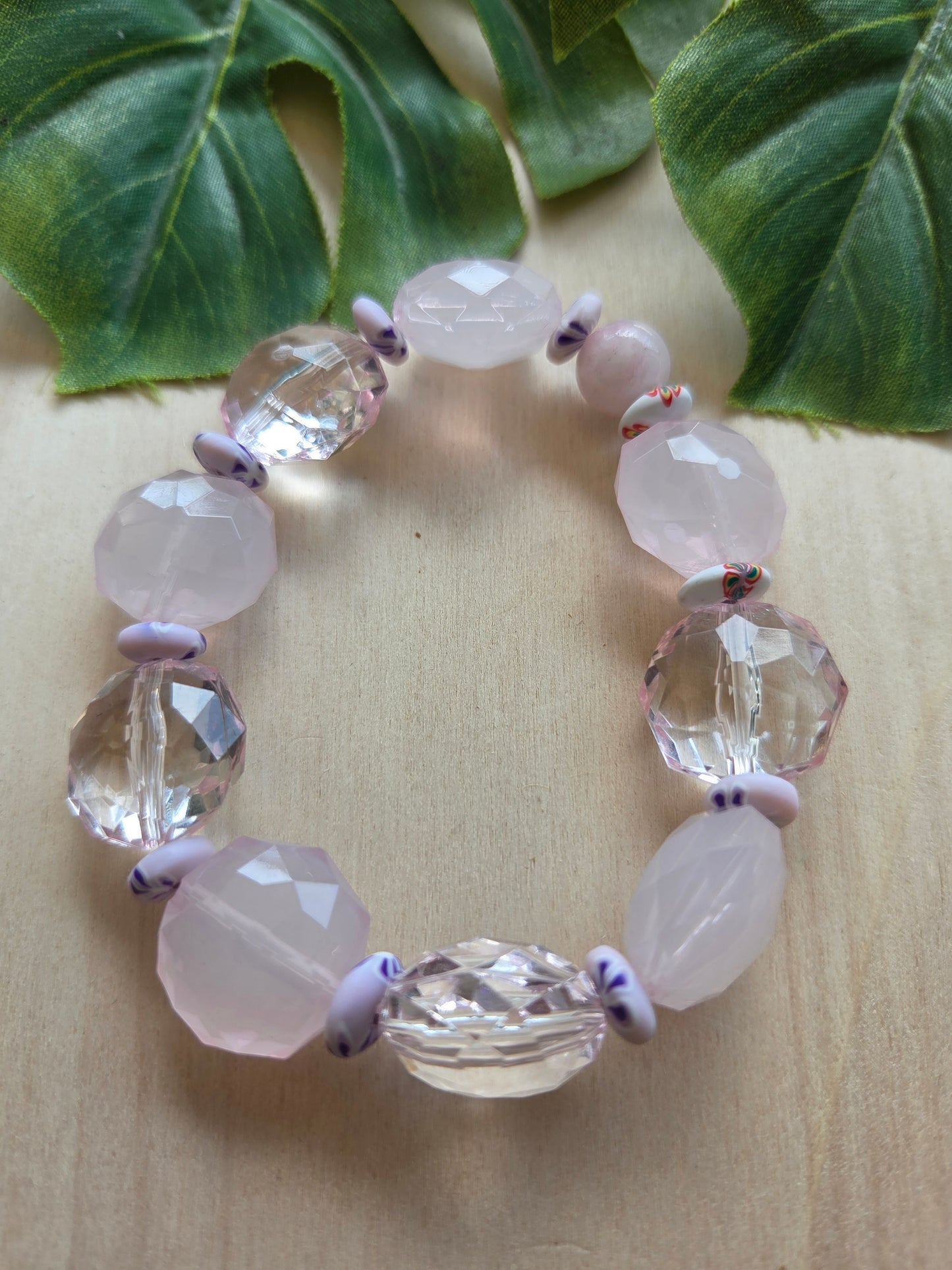 Armbänder Rosa 3 er Set mit Blütenperlen